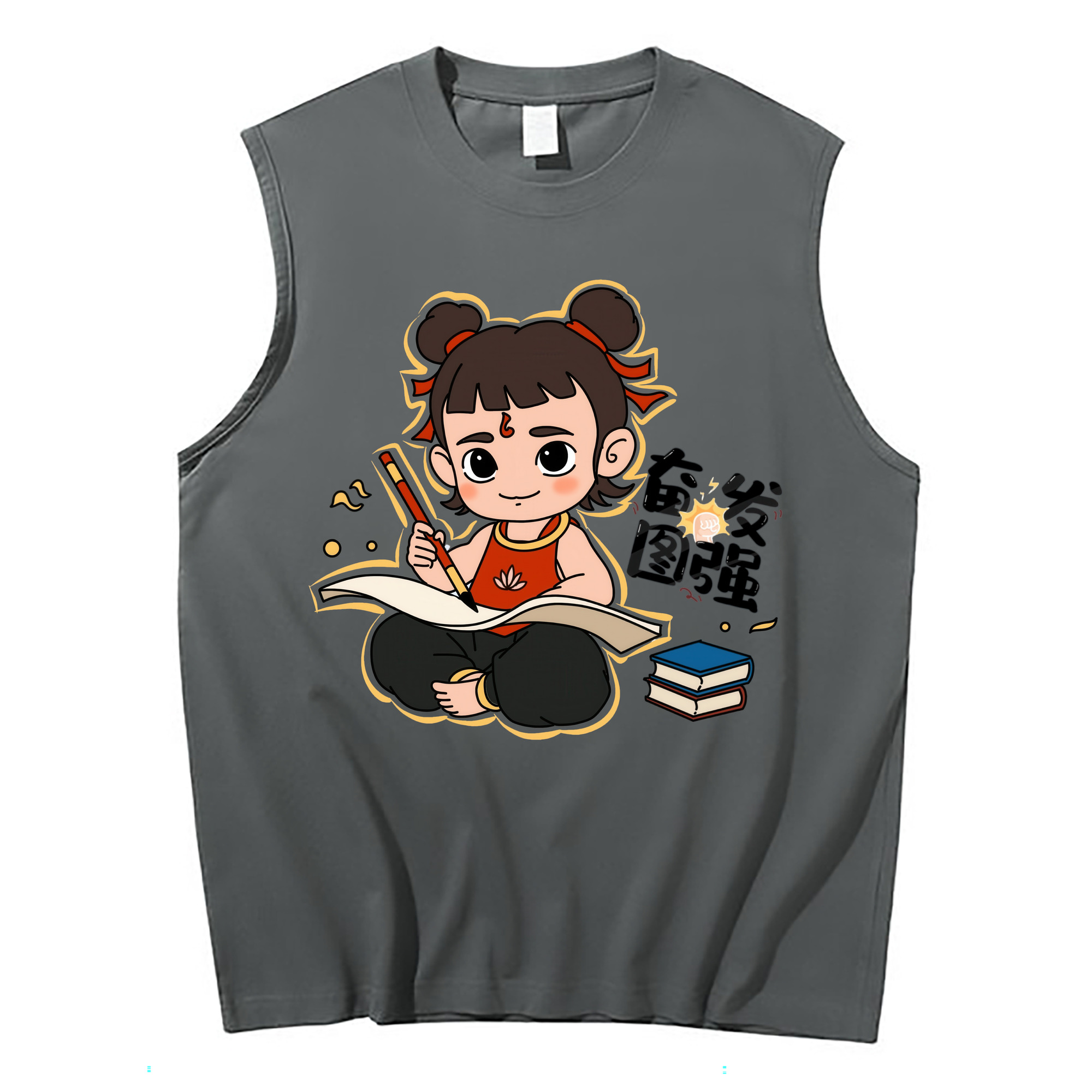 （画像用） Ne Zha 2 ナタ 魔童の大暴れ コットン100％タンクトップ（フロントプリント）